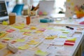 A white board with a lot of sticky notes on it Royalty Free Stock Photo
