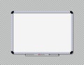 White board for office and school. Whiteboard with marker for presentation. Blank board with border isolated on transparent Royalty Free Stock Photo