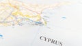 A white board pin stuck in Ayia Napa on a map of Cyprus Royalty Free Stock Photo