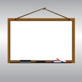 White board with rope hanging on nail vector