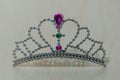 The toy plastic tiara on a white Board
