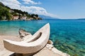 White Boat and Azure Adriatic Bay Royalty Free Stock Photo
