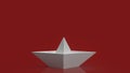 The white boat paper on red background for red ocean market content 3d rendering