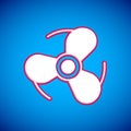 White Boat propeller, turbine icon isolated on blue background. Vector Royalty Free Stock Photo