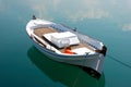 White Boat and quiet sea, greece Royalty Free Stock Photo