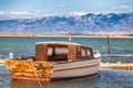 A white boat on a sea near of Nin town Royalty Free Stock Photo