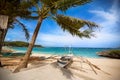 White boat on a tropical beach