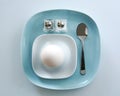 White boiled egg flat lay