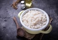 White boiled rice on pot Royalty Free Stock Photo