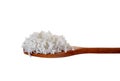 boiled rice on wooden spoon isolated on white Royalty Free Stock Photo