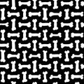 White bones on black background - seamless vector pattern of hand drawn doodle bones, halloween wrapping paper or dog`s textile Royalty Free Stock Photo
