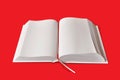 White book on red plate