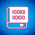 White Books about programming icon isolated on blue background. Programming language concept. PHP, CSS, XML, HTML Royalty Free Stock Photo