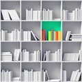 White bookshelves