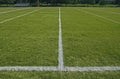 White boundary lines of football playing field Royalty Free Stock Photo