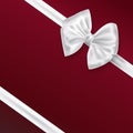 white bow ribbon decoration on red background. vector illustration