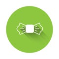 White Bow tie icon isolated with long shadow background. Green circle button. Vector Royalty Free Stock Photo