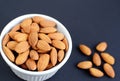 White bowl of almonds Royalty Free Stock Photo