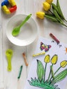 A white bowl with artwork against white background