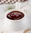 White Bowl of bbq sauce. Royalty Free Stock Photo