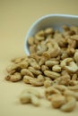 White bowl with cashew nuts Royalty Free Stock Photo