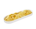 White Bowl with chips on white background