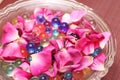 In white bowl colorful bubbles in water Royalty Free Stock Photo