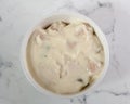 White creamy vol au vent sauce marble background