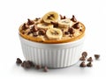White bowl filled with bananas and chocolate chips Royalty Free Stock Photo