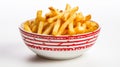 Oriental Red And White Bowl With French Fries