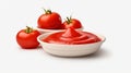 Photo of a bowl of ketchup and fresh tomatoes Royalty Free Stock Photo