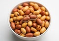 A bowl filled with a variety of different types of nuts and seeds Royalty Free Stock Photo