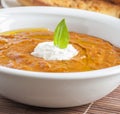 white bowl full of fresh tomatoes soup Royalty Free Stock Photo