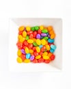 A white bowl of jelly beans. Royalty Free Stock Photo