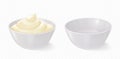 White bowl with mayonnaise, cheese sauce, yogurt Royalty Free Stock Photo