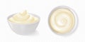 White bowl with mayonnaise, cheese sauce, yogurt Royalty Free Stock Photo