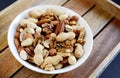 White bowl of nuts Royalty Free Stock Photo