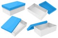 White box with blue lid. Set of gift boxes Royalty Free Stock Photo