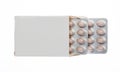 White box with brown pills in a blister pack Royalty Free Stock Photo