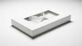 White box with cutout and object inside on white background isolated on white background Royalty Free Stock Photo