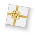 The white box with a gold bow, gift box, design for your project, vector illustration