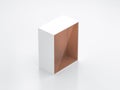 White Box mockup with transparent window and golden foil cardboard inside