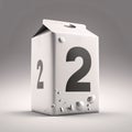 White box with the number two on a gray background. 3d rendering Royalty Free Stock Photo