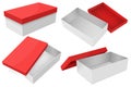 White box with red lid. Set of gift boxes Royalty Free Stock Photo