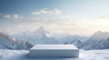 White Box on Snow-Covered Slope. Generative AI. Royalty Free Stock Photo