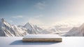 White Box on Snow-Covered Slope. Generative AI. Royalty Free Stock Photo