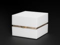 White Box. White square golden color box on black background. Packing for mockup. Gift box. 3d rendering.