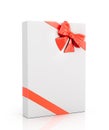 The white box wrapped with red ribbon with a bow Royalty Free Stock Photo