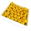 White box with yellow spheres with question marks Royalty Free Stock Photo