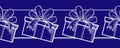 White boxes with gifts on a blue background Royalty Free Stock Photo